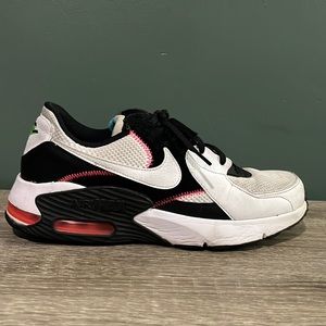 White and black Nike Air Max, size 10, used, some stains